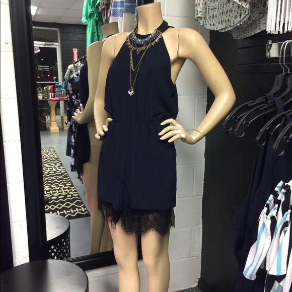 19 Cooper Navy blue Romper racerback lace BNWT - Picture 4 of 4